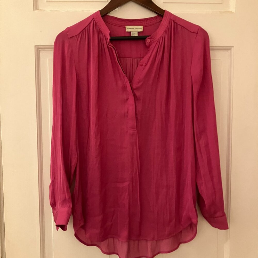 Adrienne Vittadini Magenta Pink Long Sleeve Blouse - Size S